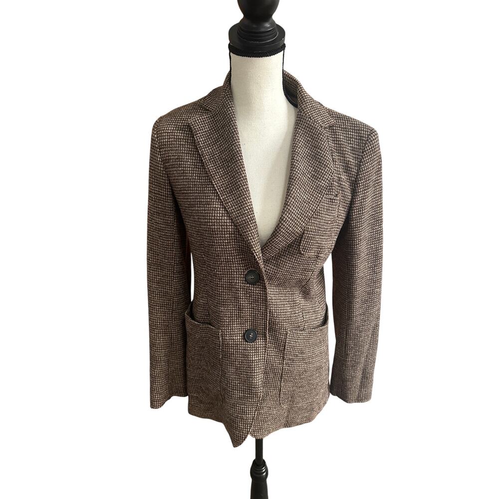 Max Mara Weekend Wool Blend Houndstooth Blazer Br… - image 1